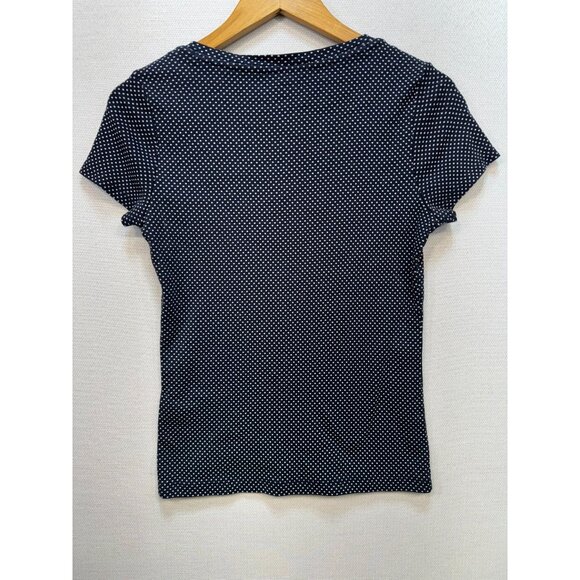 Tommy Hilfiger Womens V-Neck T-Shirt Size S Navy Polka Dots Short Sleeves Casual - Picture 10 of 12